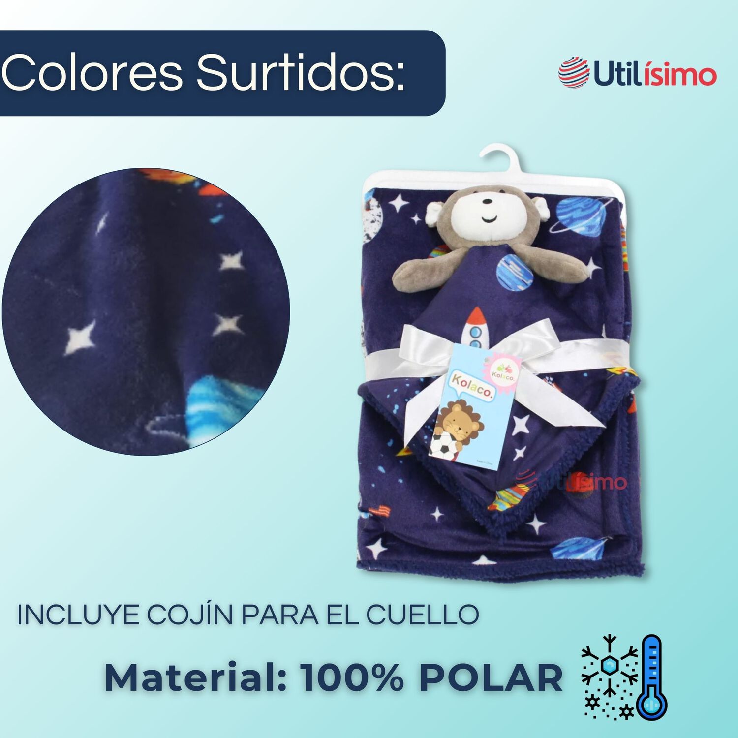 Set Manta Frazada Polar Para Beb&eacute; Ni&ntilde;o + Peluche De Apego image number 2.0