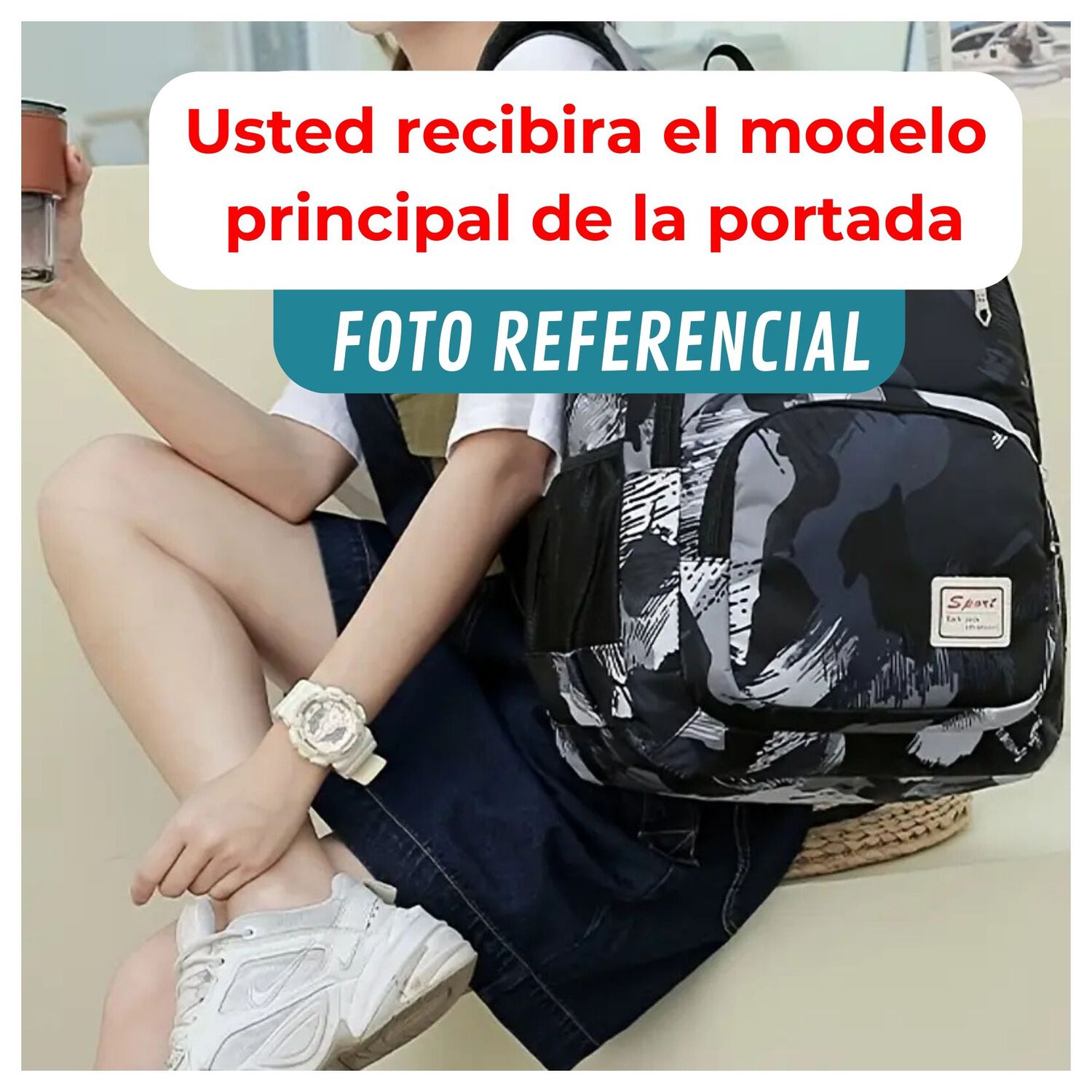 Mochila Escolar Juvenil Y Universitario 45cm Diseño Camuflaje Green Unisex image number 3.0