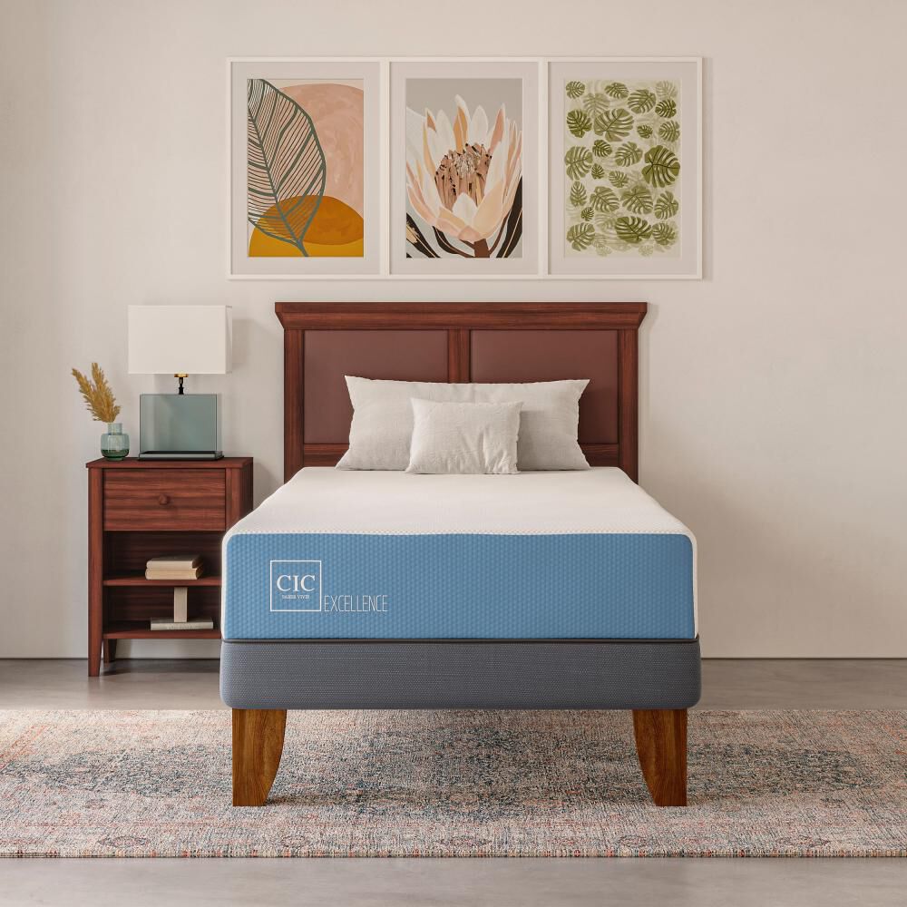 Cama Europea Cic Excellence / 1.5 Plazas / Base Normal + Respaldo image number 10.0