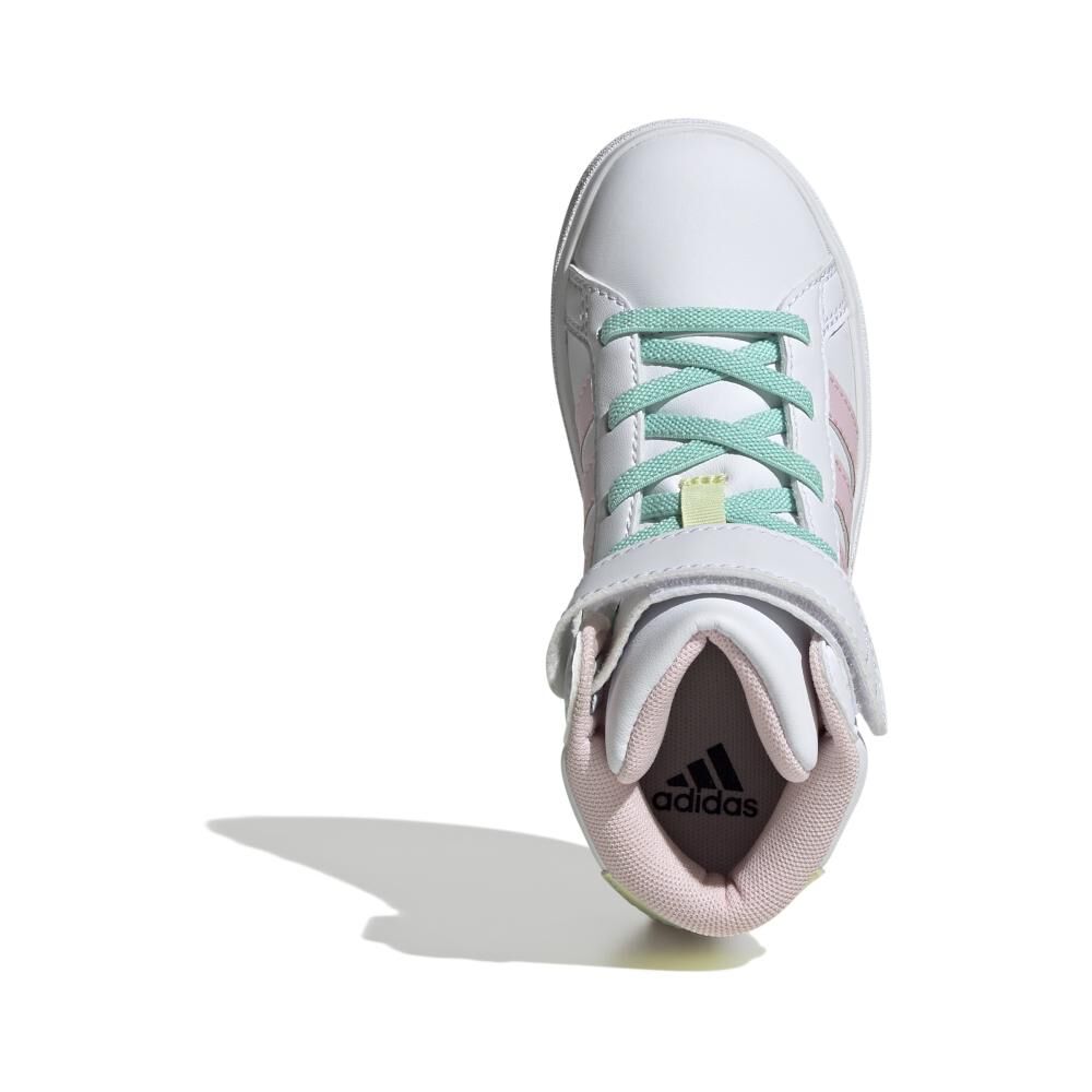 Zapatilla Infantil Niña Adidas Grand Court Mid Blanco/rosado image number 4.0