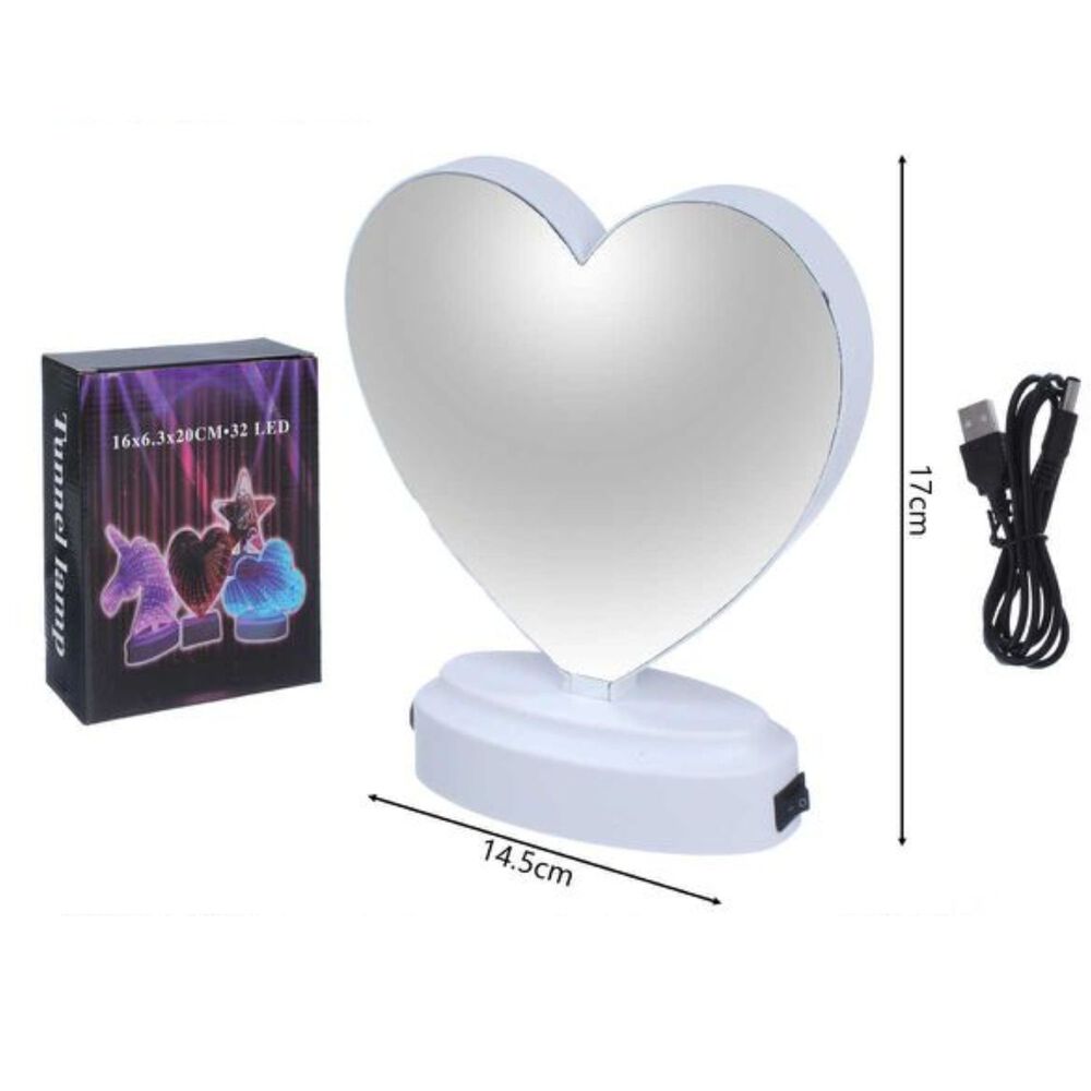 Lampara Mesa Led Tunel Infinito Luz Neon Forma Corazón Usb image number 2.0