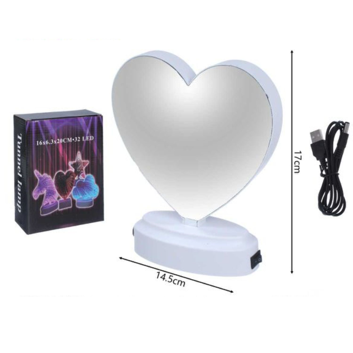 Lampara Mesa Led Tunel Infinito Luz Neon Forma Coraz&oacute;n Usb image number 2.0
