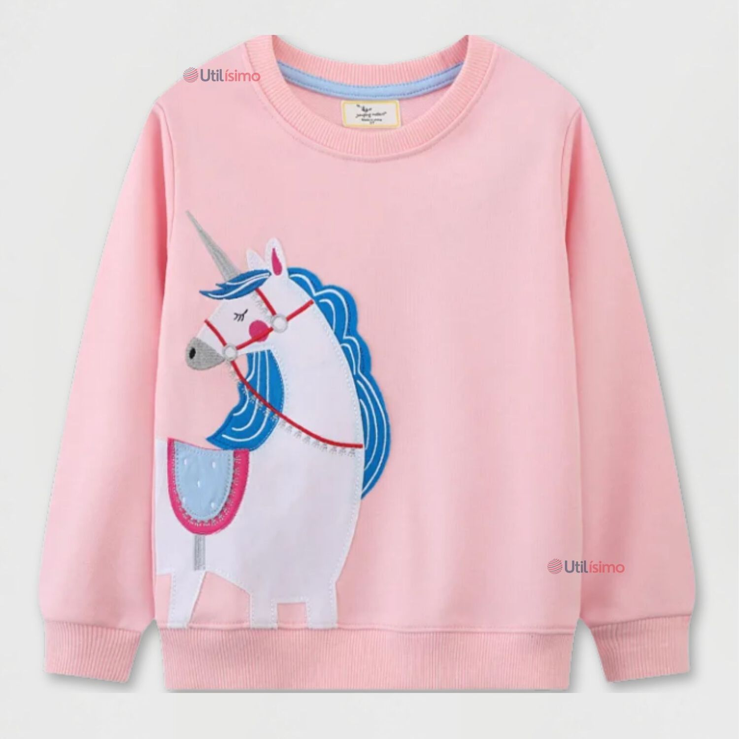 Poler&oacute;n Ni&ntilde;a Manga Larga 100% Algod&oacute;n Rosa Unicornio image number 0.0