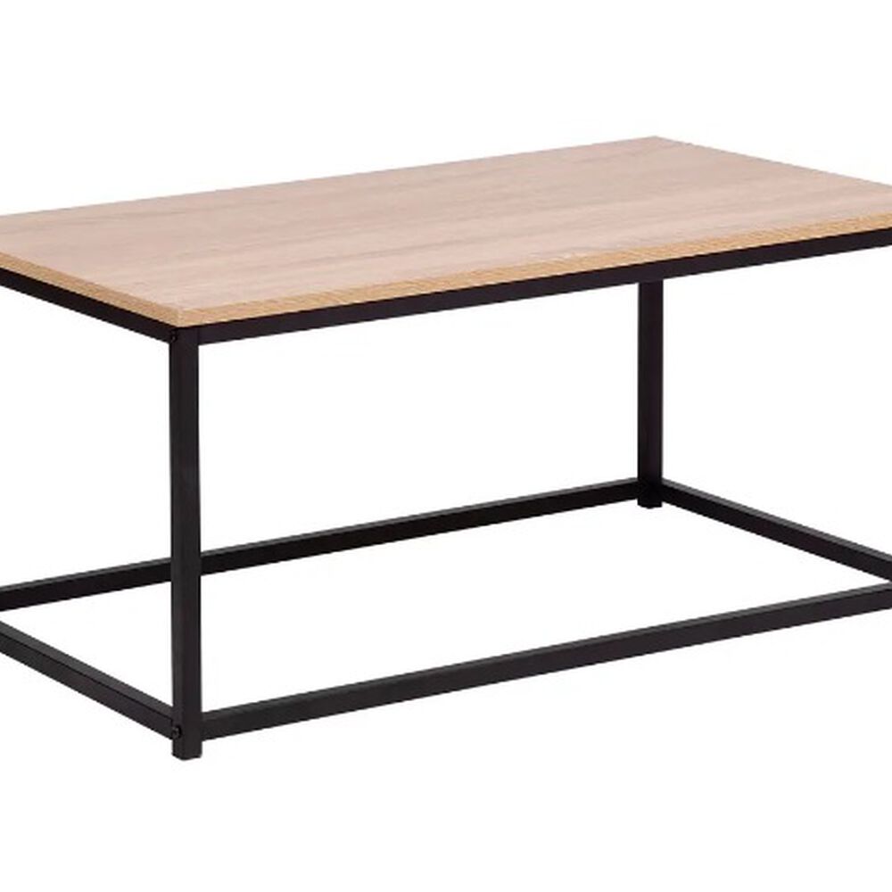 Mesa De Centro Sky Rectangular 90cm Elgante Mdf Natural Base Metalica image number 0.0