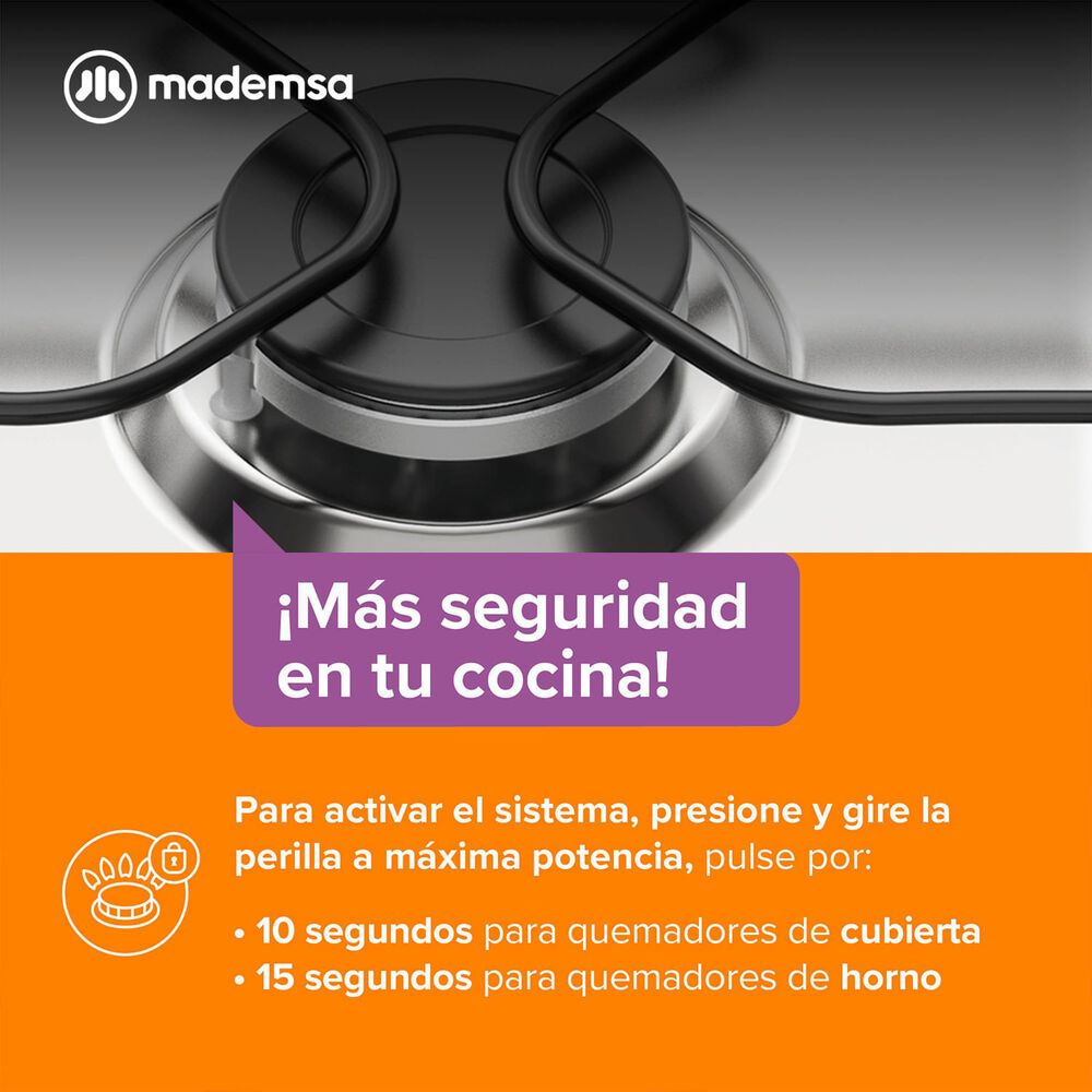 Cocina A Gas 4 Platos Mademsa Limpiaf&aacute;cil Fm4ip Negra image number 8.0