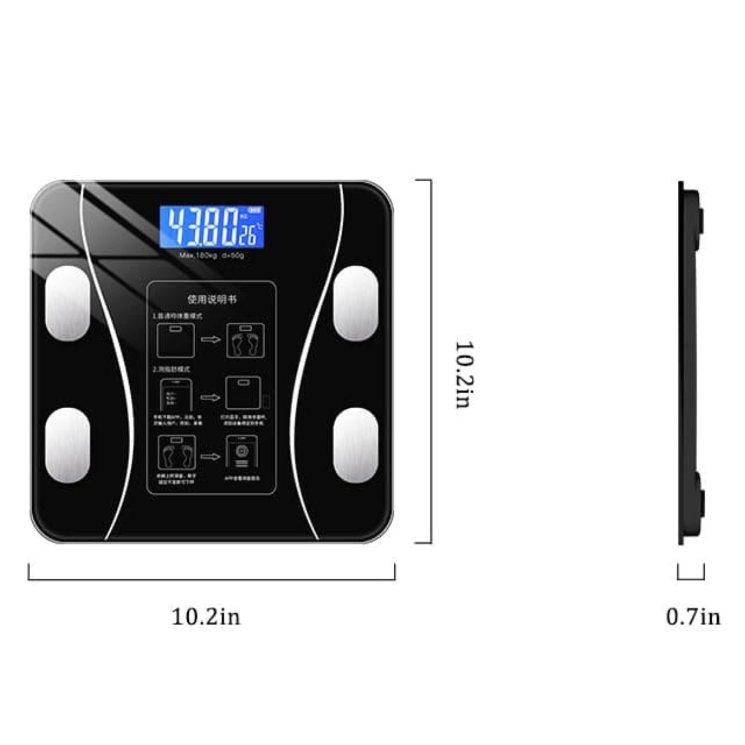 Smartfit Pro Balanza Cuadrada Inteligente Para Hogar Negro image number 4.0