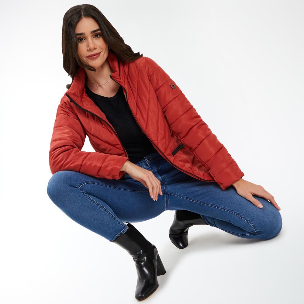 Parka Espiga Regular Cuello Alto Gorro Oculto Mujer Kimera image number 1.0