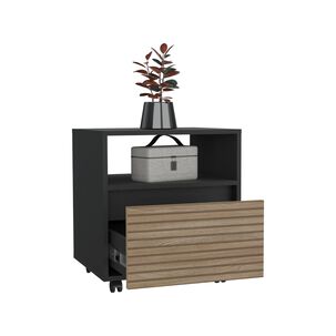 Velador Con Ruedas 1 Cajon Fm-018n - Negro