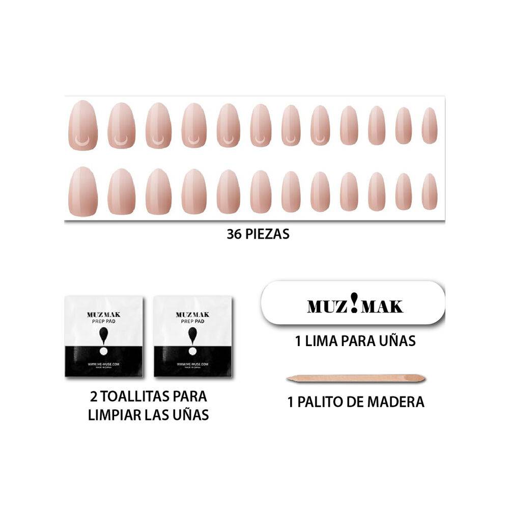 Muzmak - Uñas Press On Pure White Regular Square 36 U. image number 3.0