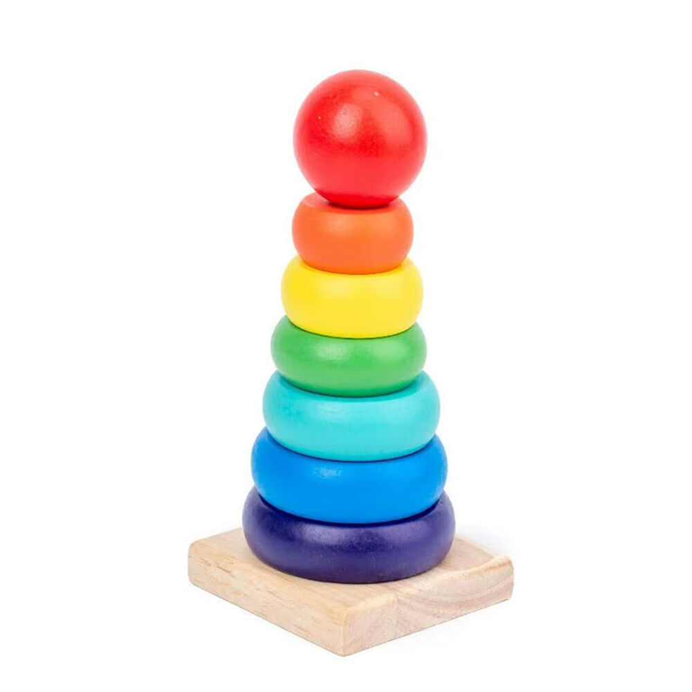 Torre De Madera Encaje Juguete Didactico Apilable Arcoiris image number 0.0