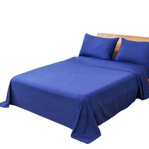 Juego De Sabanas De Genero Microfibra King + 2 Fundas Almohadas 50cm X 70cm Color Azul Rey