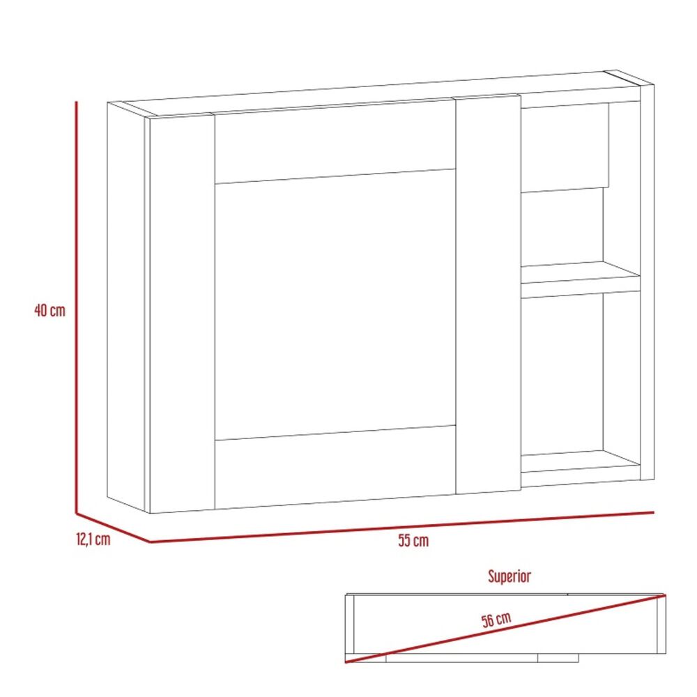 Botiquin 1 Puerta 40x55x12.1 Cm Café Claro image number 8.0