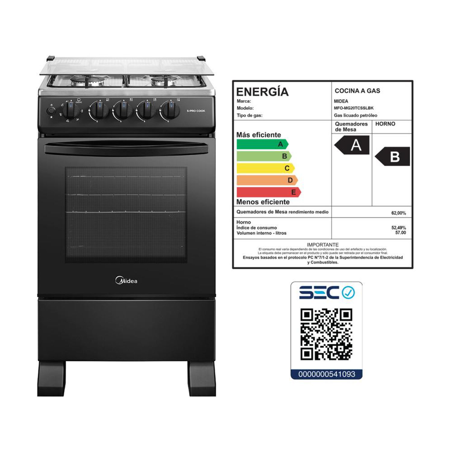 Cocina A Gas Midea MFO-MG20TCSSLBK / 4 Quemadores image number 10.0