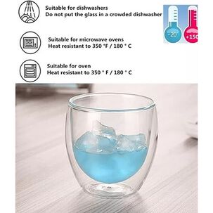 Set 8 Tazas Espresso Doble Pared Vidrio Borosilicato 250ml