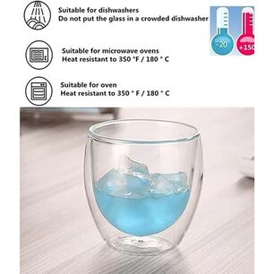 Set 8 Tazas Espresso Doble Pared Vidrio Borosilicato 250ml