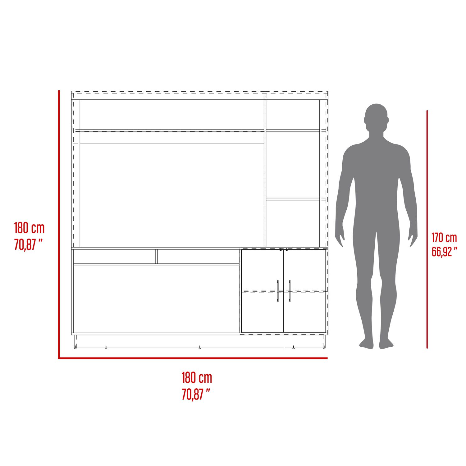 Estante Tv 55" 2 Puertas 180x180x40 Cm image number 6.0
