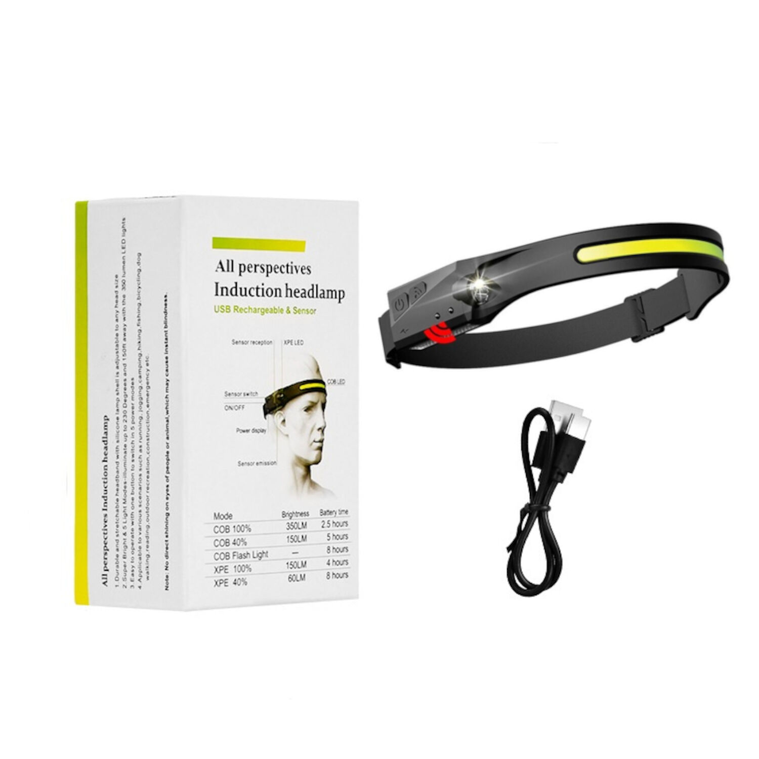 Linterna Cintillo Led Yt200 Recargable Cob+xpe image number 2.0