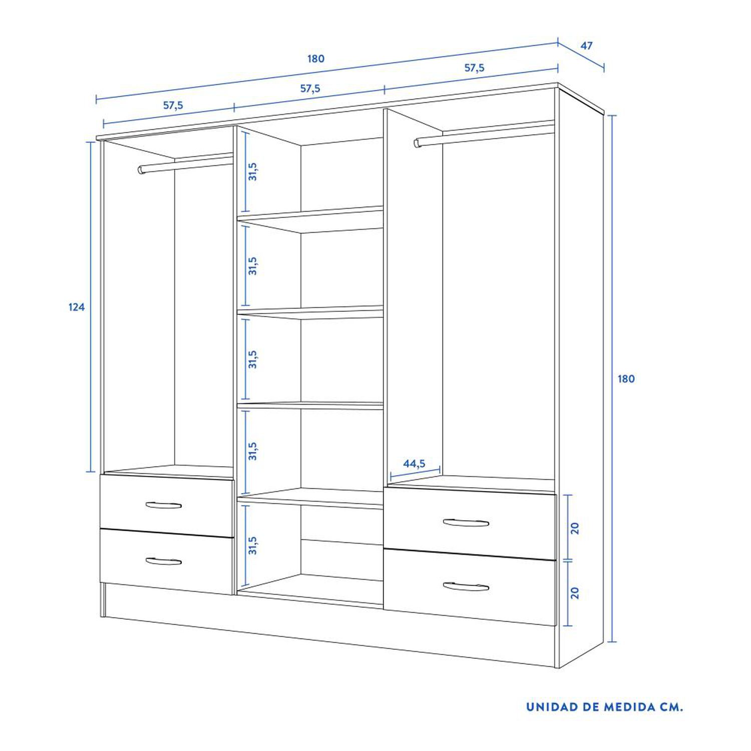 Closet Cic Maipo / 6 Puertas / 4 Cajones image number 1.0