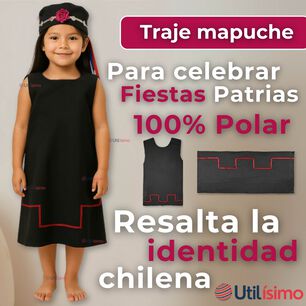 Traje Vestido Mapuche Ni&ntilde;a 4 A&ntilde;os Hasta Talla S Vestimenta T&iacute;pica