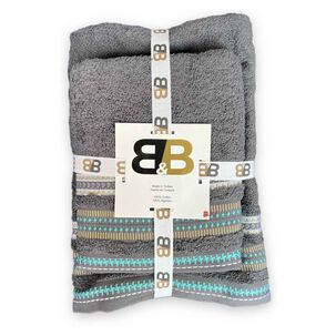 Juego De Dos Toallas Turcas Gris/diseño B&b Kitchen - Ps