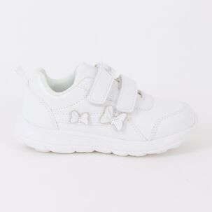 Zapatilla Escolar Ni&ntilde;a Cintas Minnie Mouse Blanco Disney