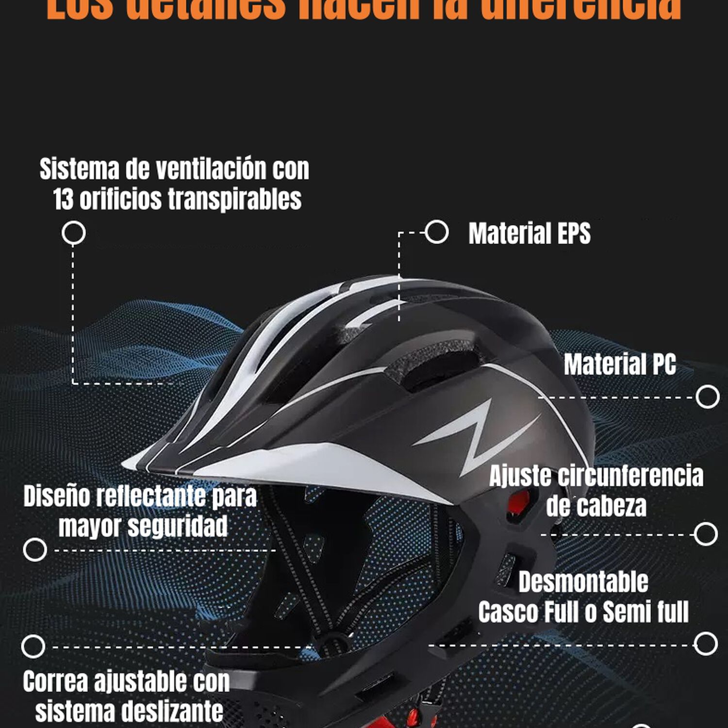 Casco Integral Infantil Bici 2 En 1 Slight Negro Lubabycas image number 6.0