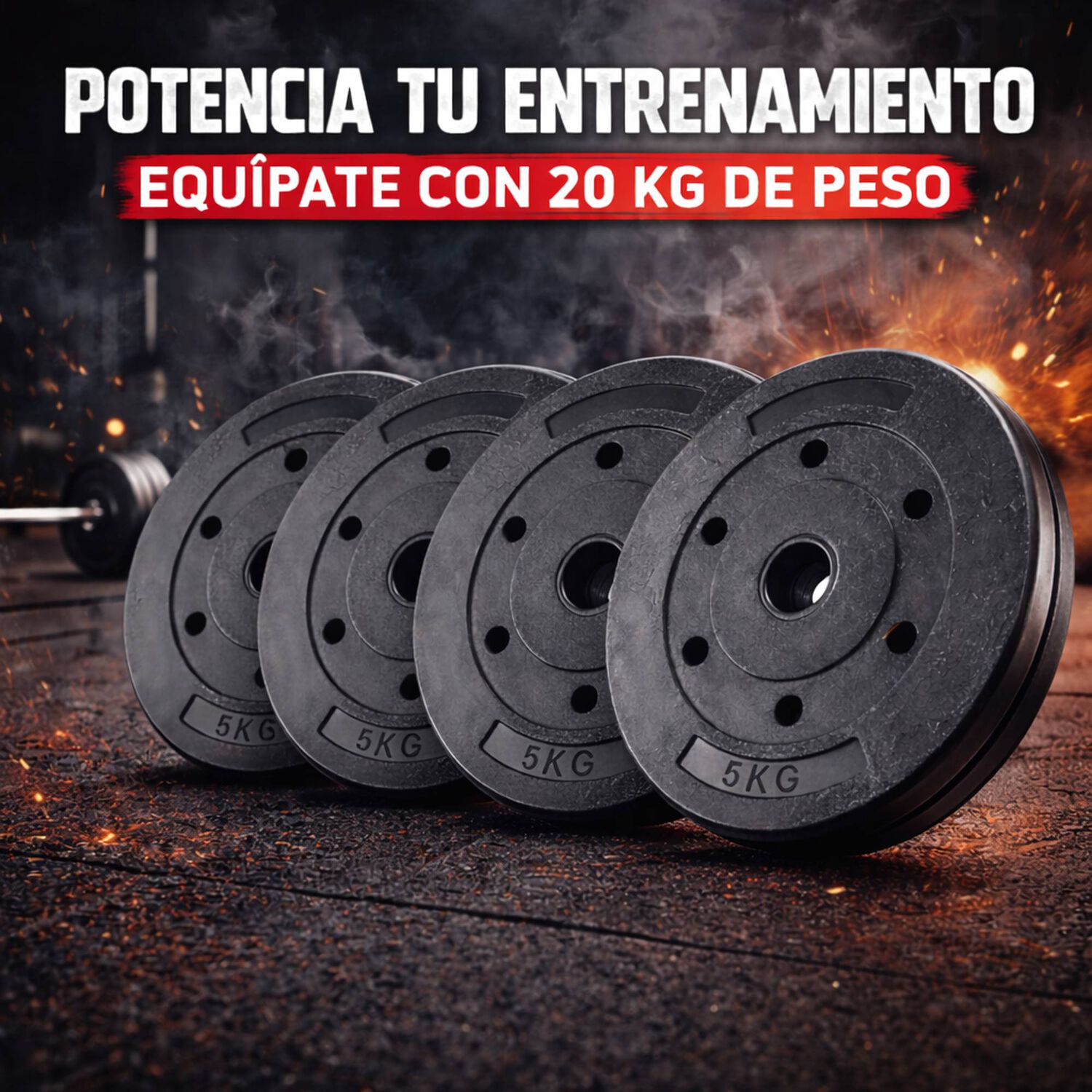 Set 4 Discos Preol&iacute;mpicos Pvc 5kg 20kg Total image number 2.0