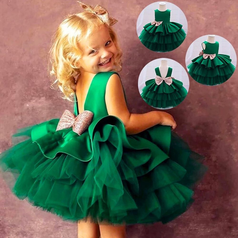 Vestidos De Fiestas Con Tul Y Volantes Para Niñas 1 A 5 Años Princesa Esmeralda image number 1.0