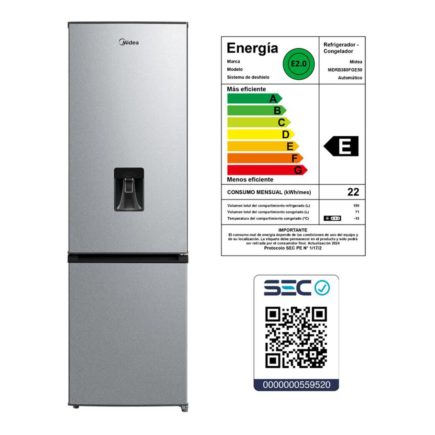 Refrigerador Bottom Freezer Midea MDRB380FGE50 / No Frost / 270 Litros / E image number 8.0