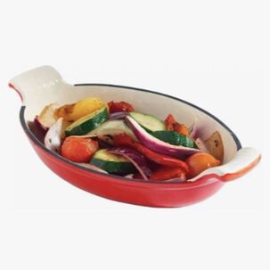 Plato De Hierro Enlozado 26 Cm Ovalado Rojo