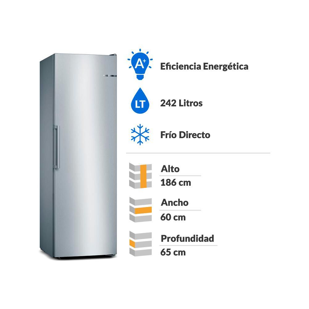 Freezer Vertical Bosch GSN36VLFP / Frío Directo /  242 Litros / A+ image number 1.0