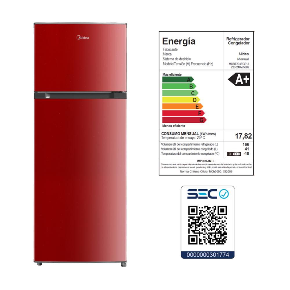 Refrigerador Top Freezer Midea MDRT294FGE13 / Frío Directo / 207 Litros / A+ image number 9.0