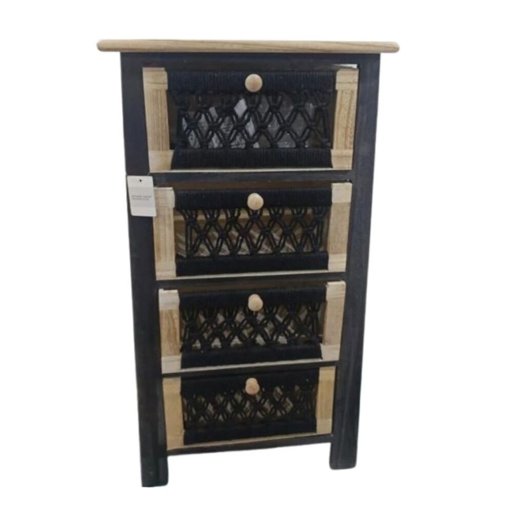 Cajonera De Madera R&uacute;stica Y Crochet 4 Cajones image number 2.0