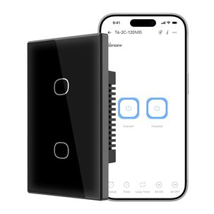Interruptor Wifi Touch Sonoff Txgen2 De 2 Canales Negro