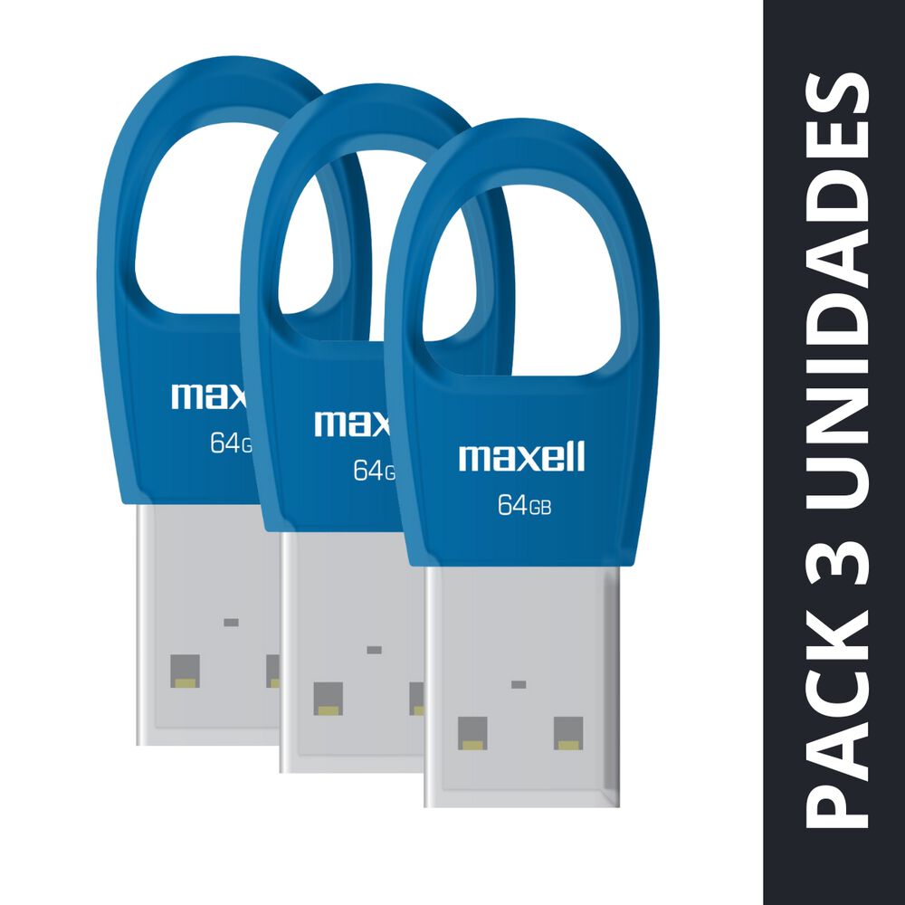 Pack 3 Pendrive Maxell Key 64gb Usb 2.0 Azul image number 0.0