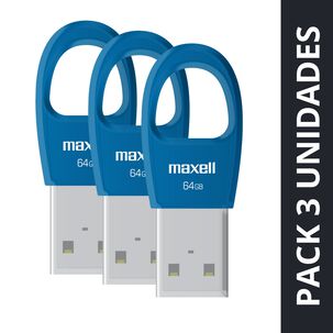 Pack 3 Pendrive Maxell Key 64gb Usb 2.0 Azul