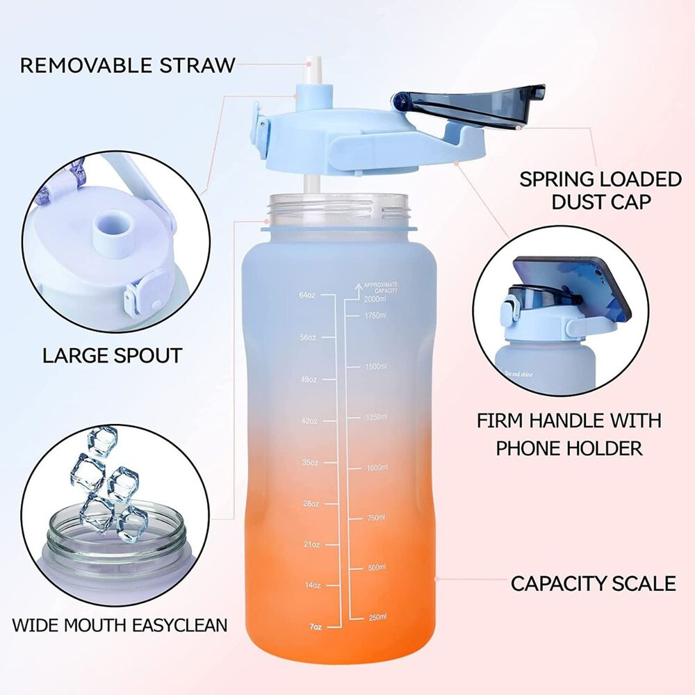 Botellas Agua Motivacionales 2l 900ml A Prueba De Fugas image number 4.0