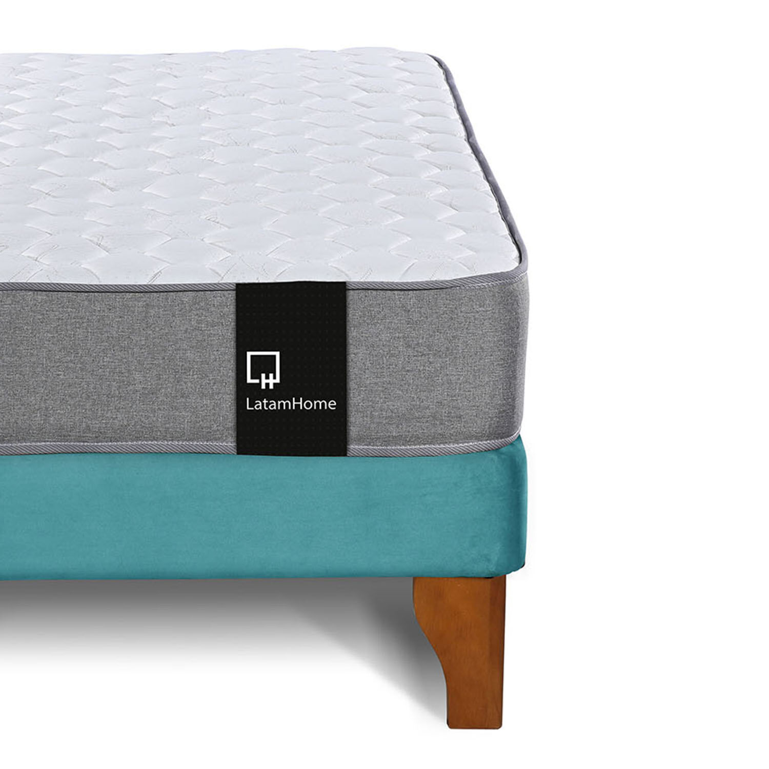 Cama Europea Zen Best 1.5 Plaza Tela Velvet Turquesa + Respaldo image number 5.0
