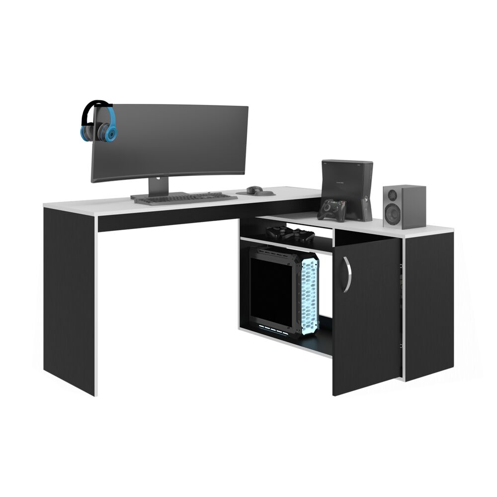 Escritorio Gamer Fm Negro Y Blanco 76,5x150x116,5 Cm image number 1.0