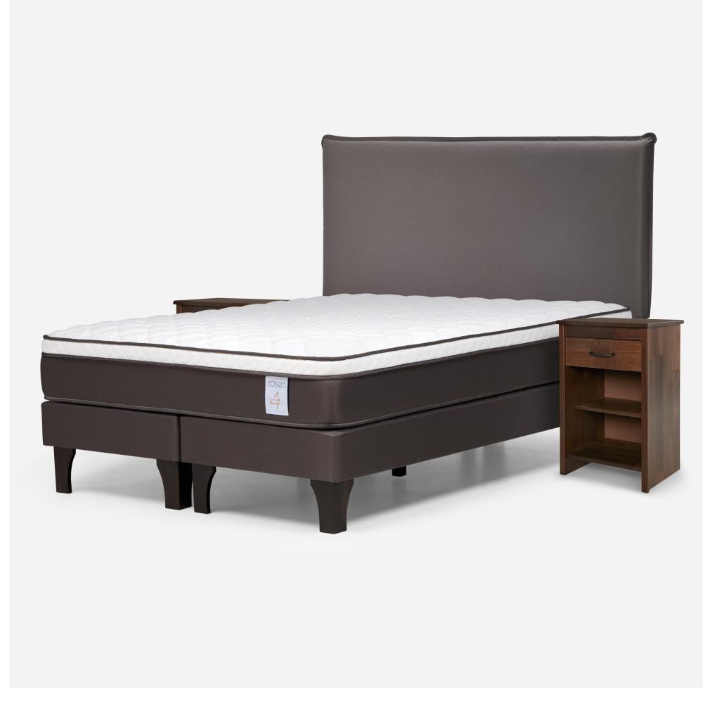Cama Europea Rosen New Style 4 Plus / King / Base Dividida  + Set Maderas Maurice Chocolate image number 1.0