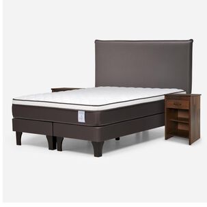 Cama Europea Rosen New Style 4 Plus / King / Base Dividida  + Set Maderas Maurice Chocolate