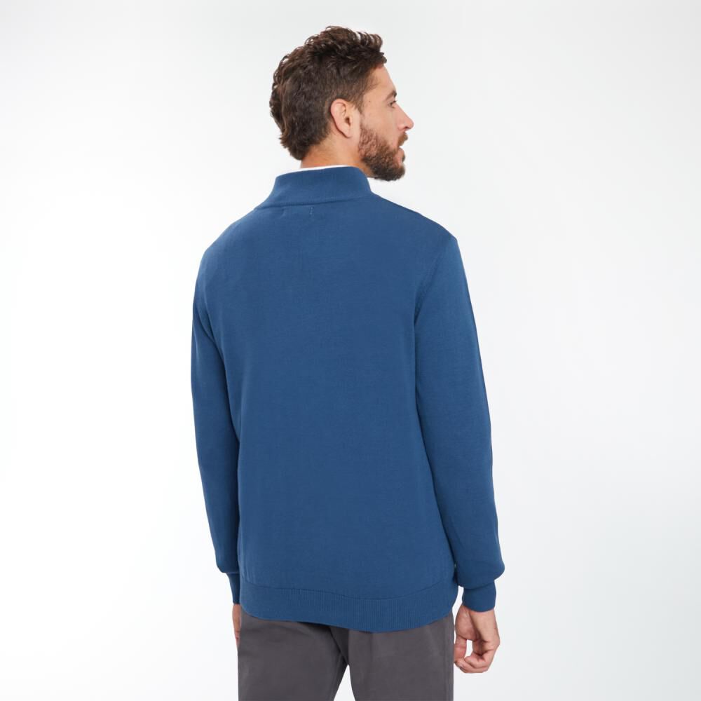 Sweater Slim Fit Manga Larga Cuello Alto Medio Cierre Hombre Az Black image number 3.0
