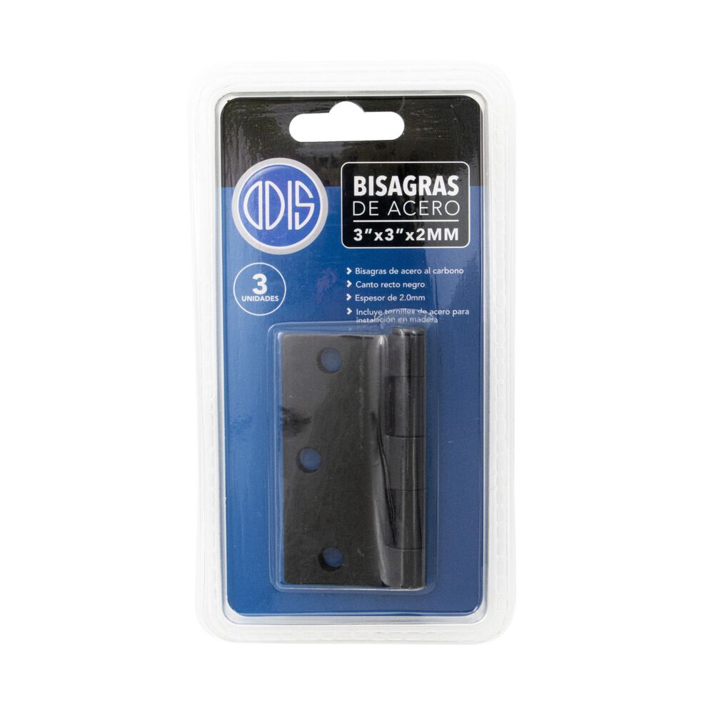Pack 3 Bisagras Acero Odis 3&rdquo;&times; 3&rdquo;&times;2,0mm - Negro image number 6.0