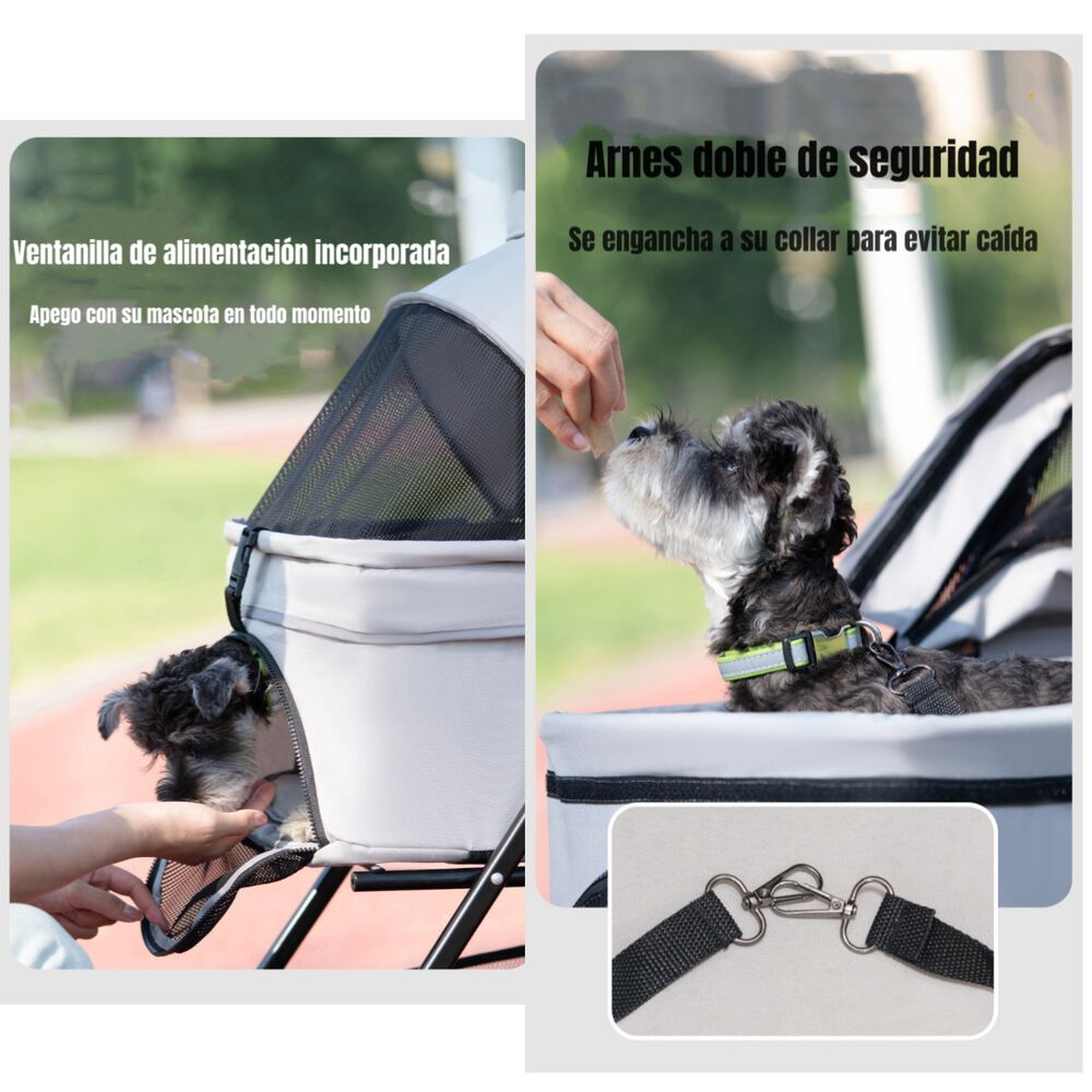 Coche Para Mascotas Perros Gatos 2 En 1 Lubabycas Gris image number 7.0
