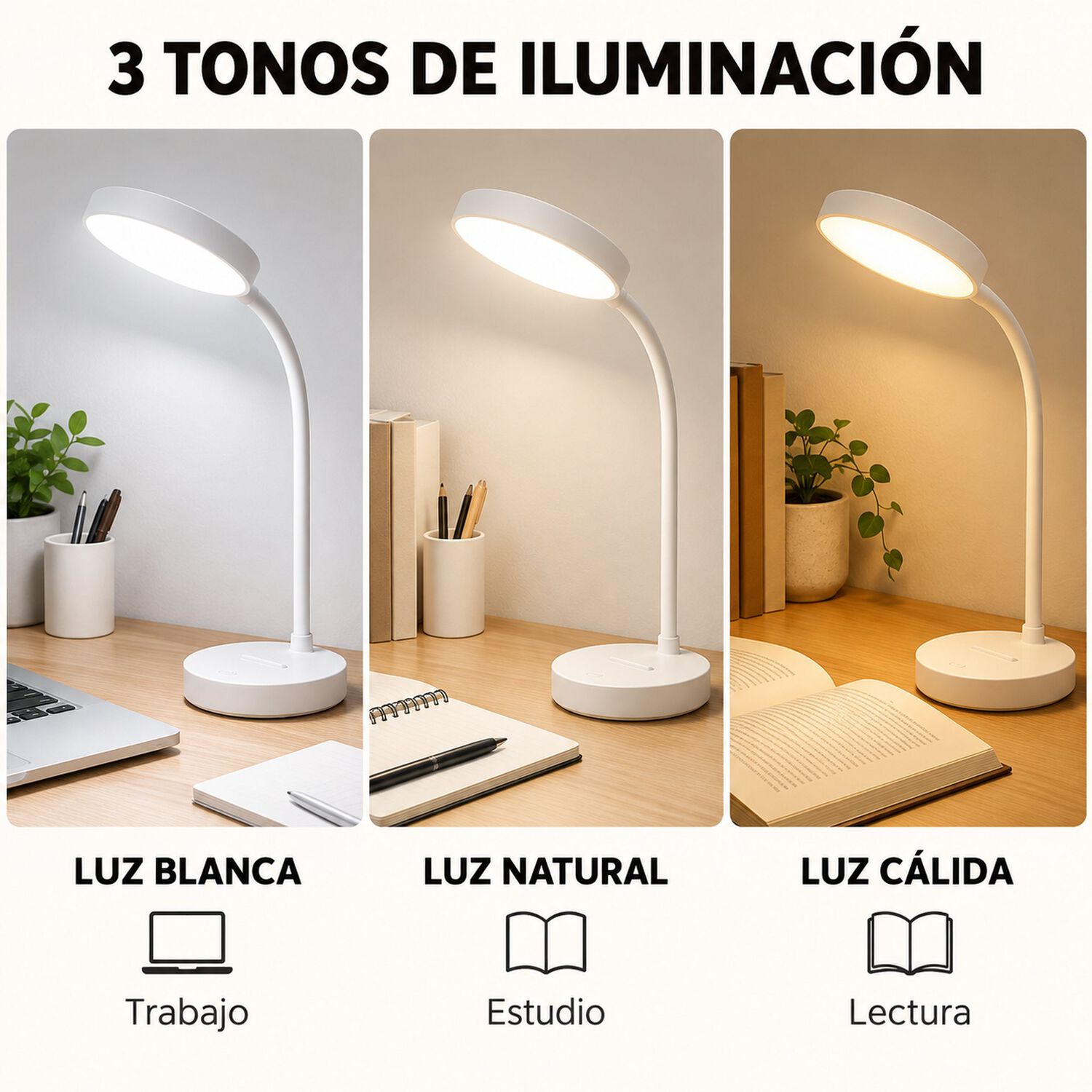 L&aacute;mpara De Mesa Led T&aacute;ctil Flexible Recargable Usb Estudio image number 1.0
