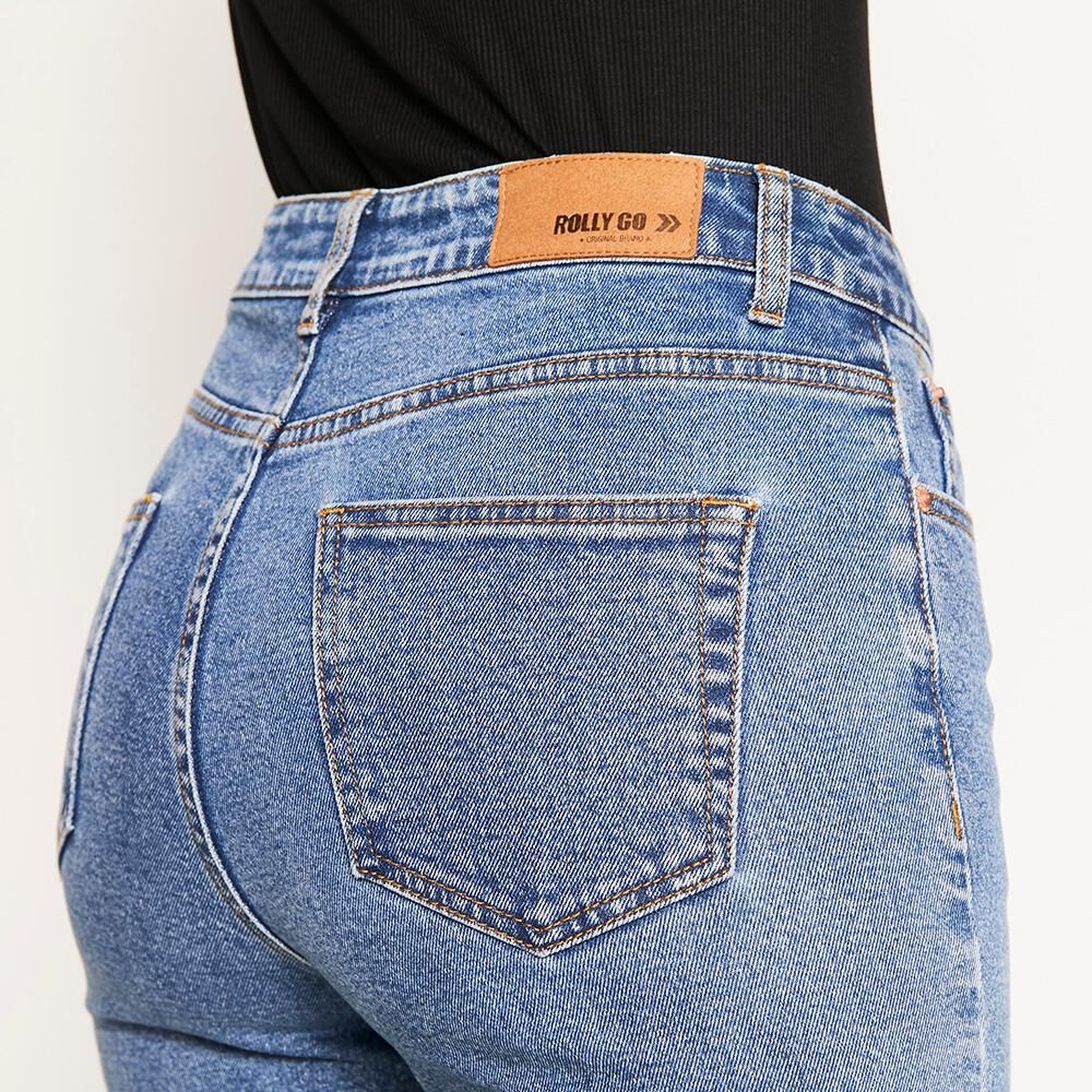 Jeans Tiro Alto Recto Con Corte Mujer Rolly Go image number 3.0