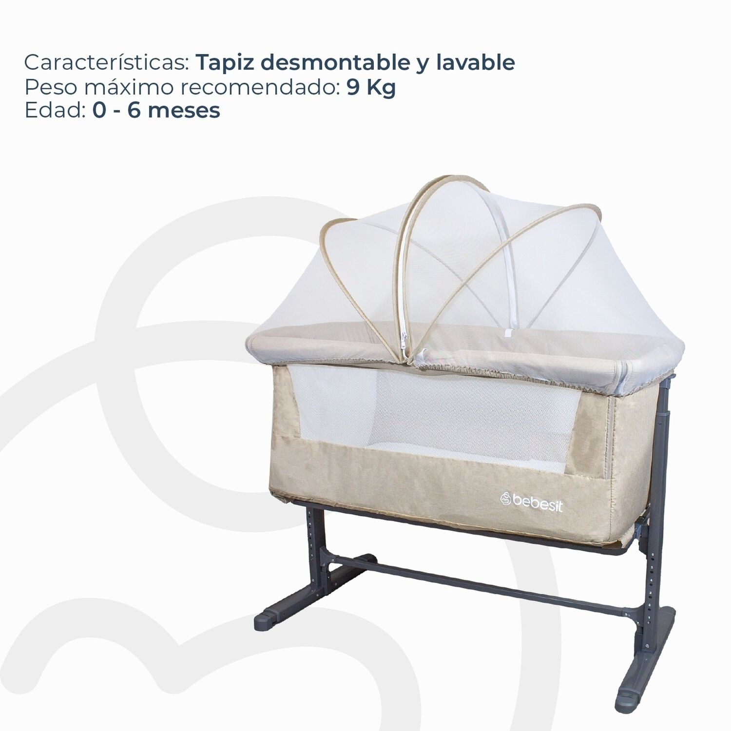 Cuna Colecho Con Mosquitero Myside Lx Beige Bebesit image number 2.0