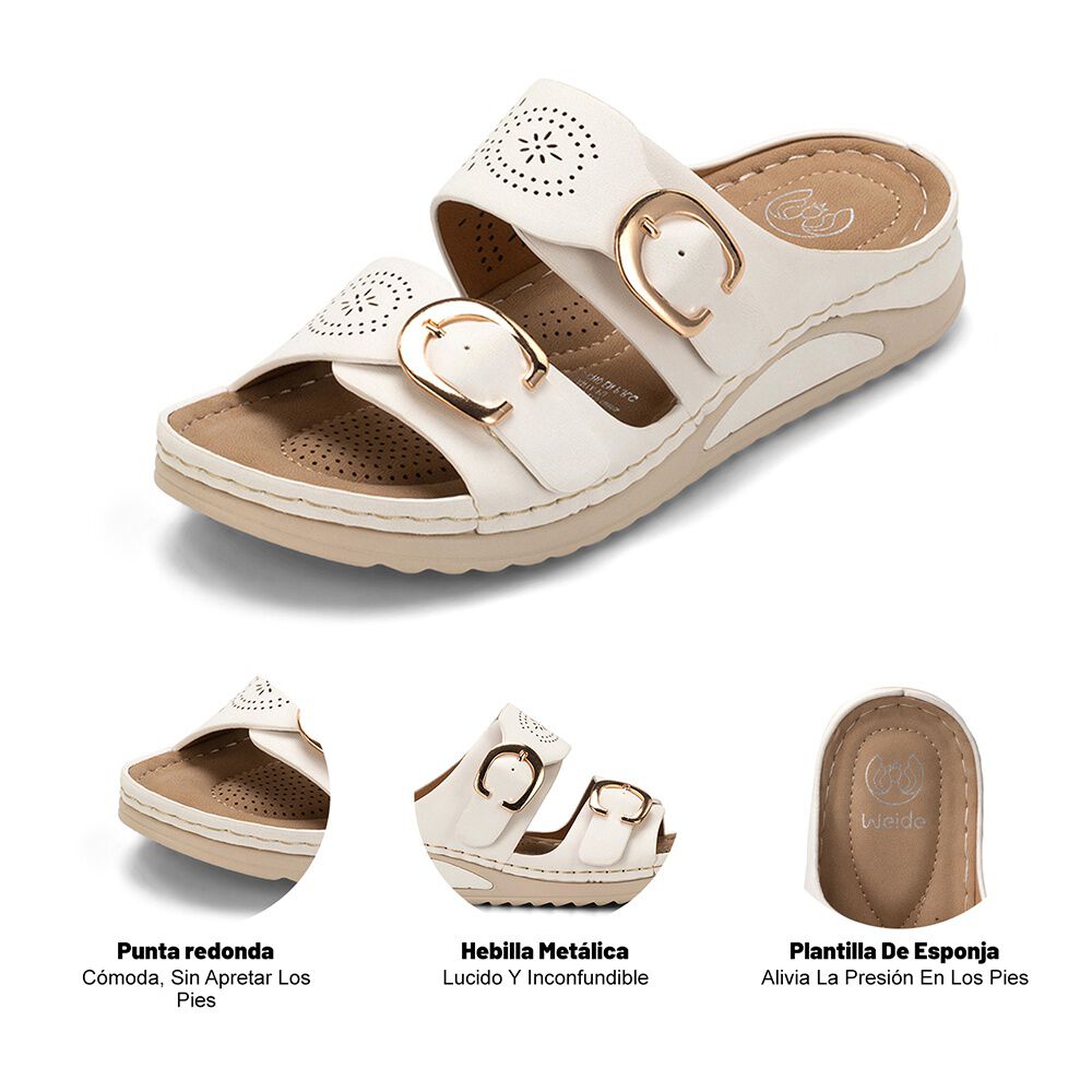 Sandalia Plana Blanco Casual Jn31 Weide image number 5.0