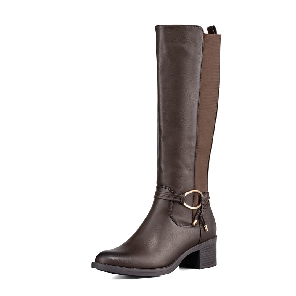 Bota Larga Mujer Casual Eco Cuero Tacon Grueso Weide Zs71 image number 0.0