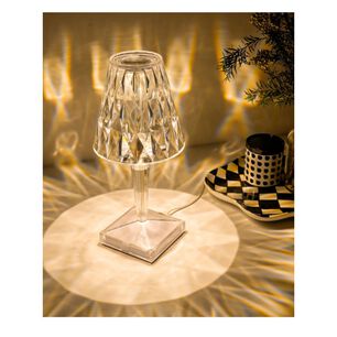 Lampara Transparente Led Adorno De Cristal Modos Tactil Usb